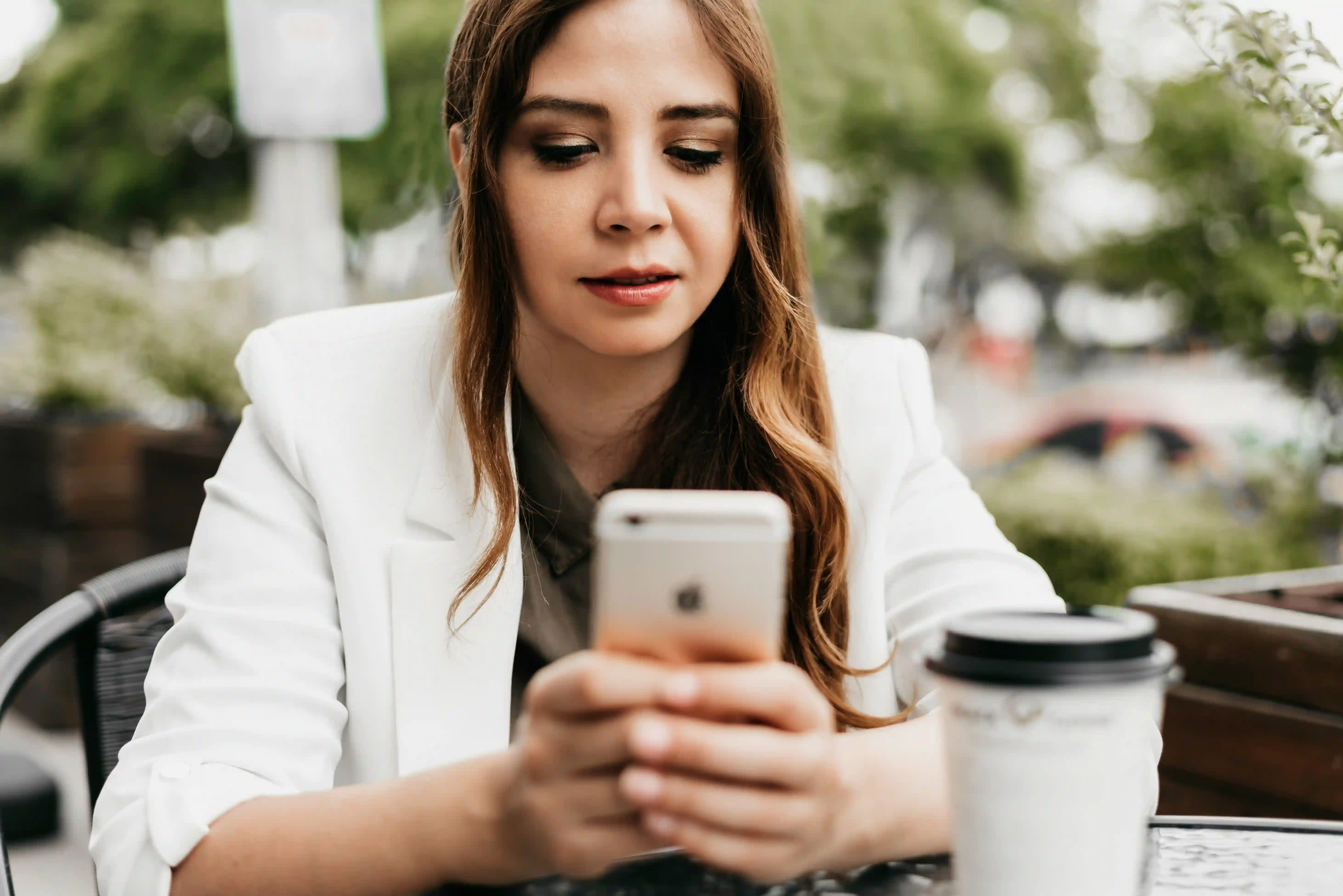 Woman looking up romance scams online for her protection