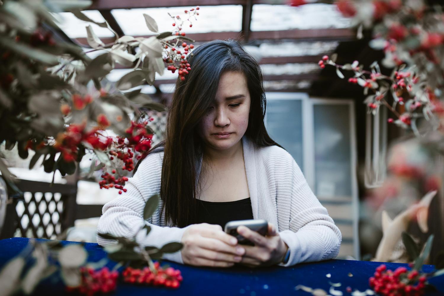 Woman going through one of the stages of a break up